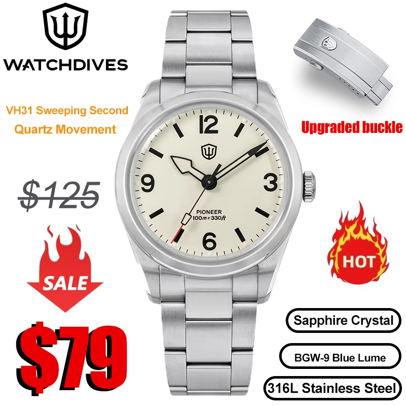 Jewelry Watches Vintage - Watchdives WD1960S V2 İzle VH31 Süpürme