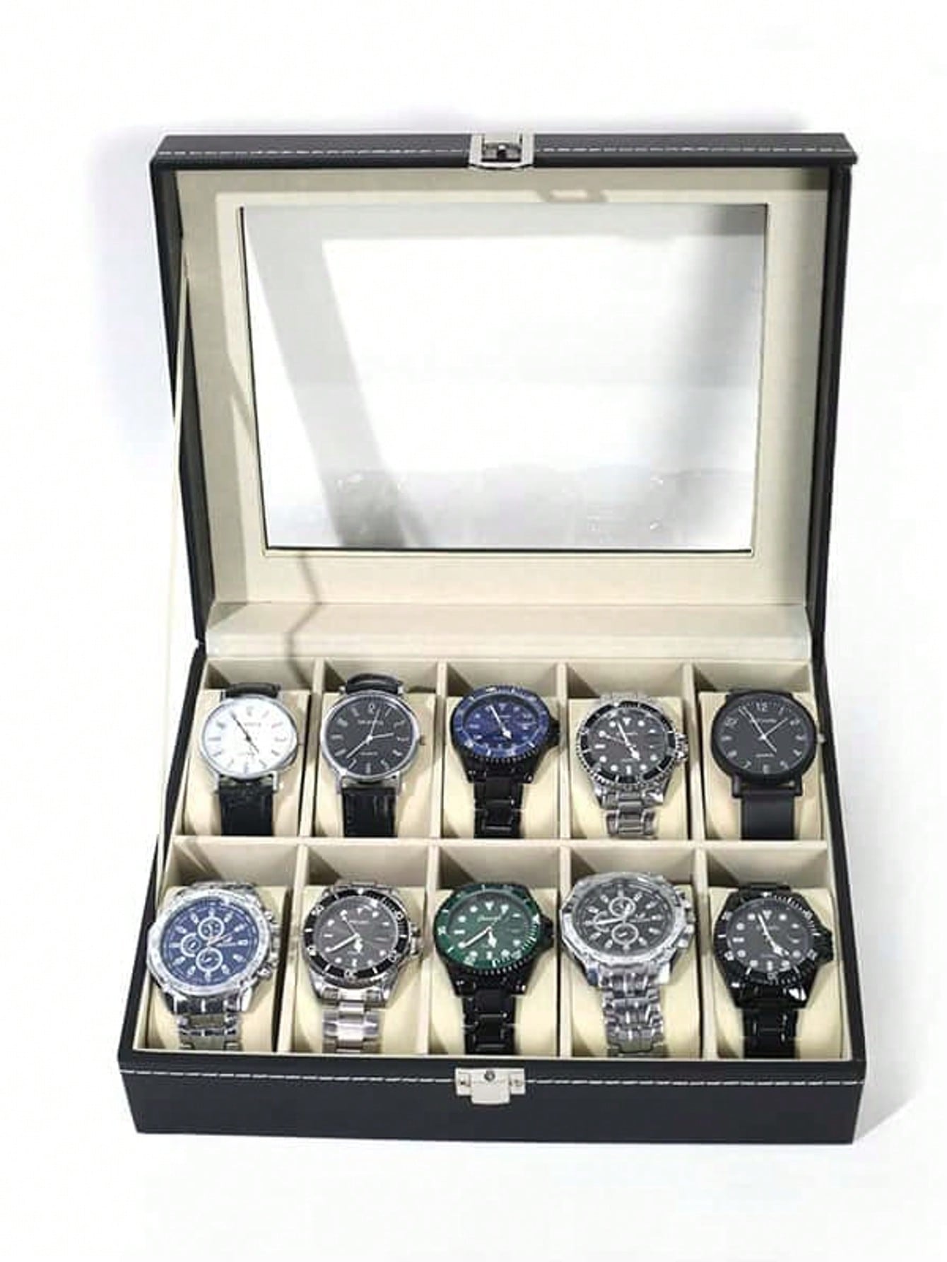 Jewelry Style Watches - Kilitli Deri Saat Kutusu, Büyük Kapasiteli