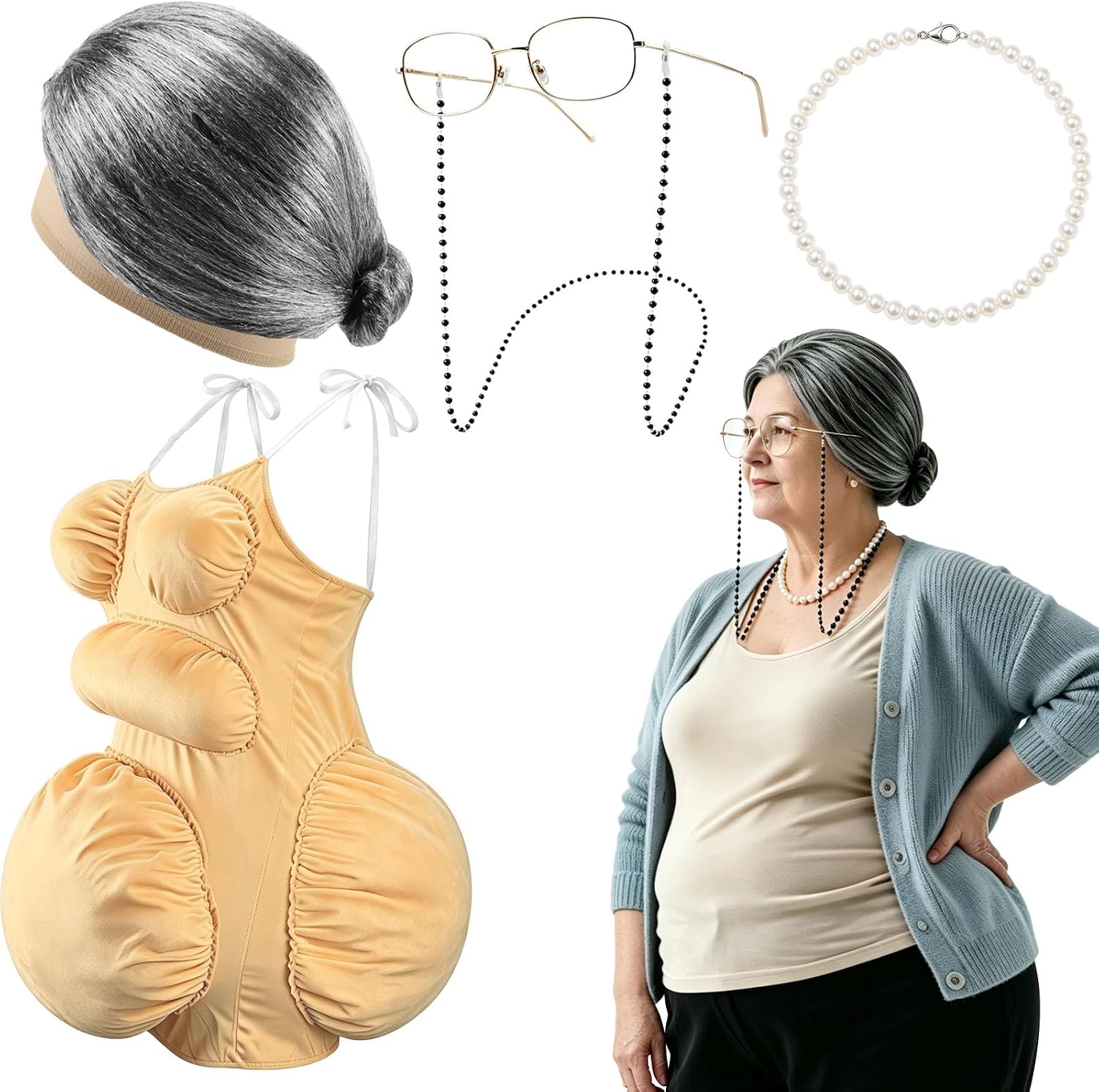 Şişman Yaşlı Kadın Kostüm Seti - Pearl Necklace incelemesi ve fiyatı