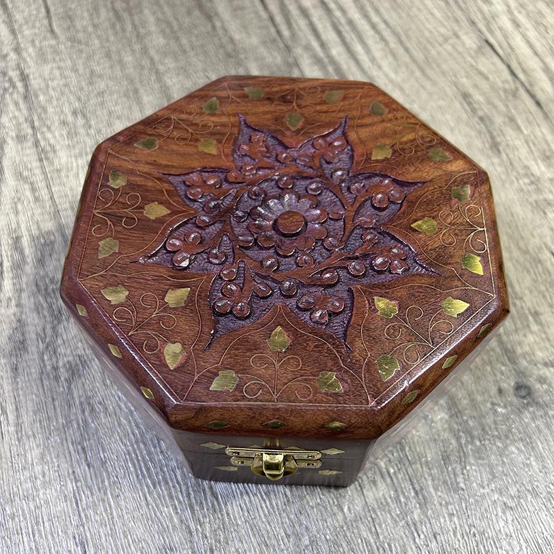 El yapımı sekizgen ahşap kutu, - Indian Jewelry Watches incelemesi ve fiyatı